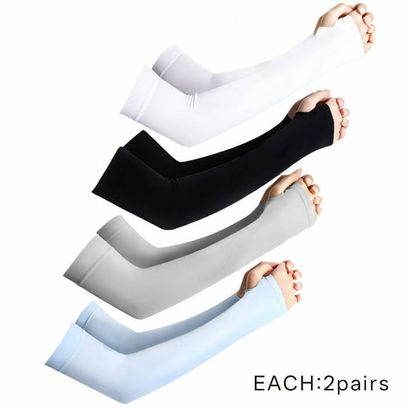 TELOLY 8Pairs Arm Sleeves,Efficient Heat UPF50  Nylon Arm Sleeves for Women,Mark Free 16" Mangas Para Brazos Para Mujer,Multicolor1