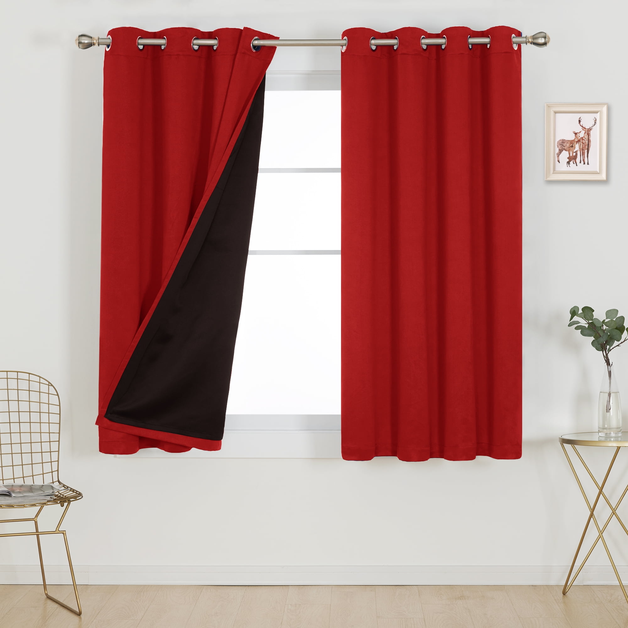 Deconovo Total Blackout Curtains for Living Room, Thermal Insulated Curtains with Black Liners