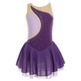 thumbnail image 1 of Sinleey Robe de Patinage Artistique pour Filles, Sans Manches, avec Strass Scintillants, Robe de Danse Ballet, Violet 14, 1 of 7