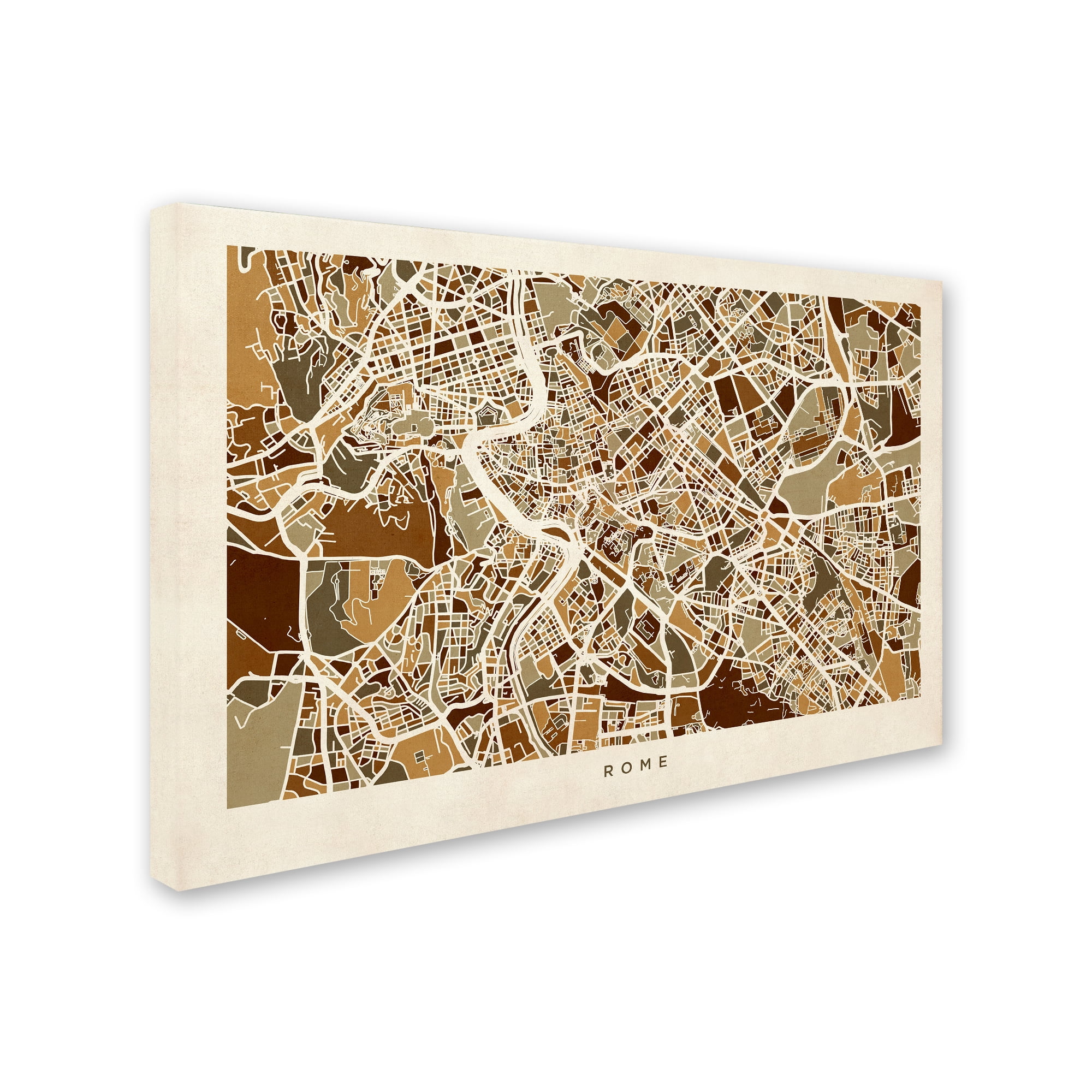 Trademark Fine Art "Rome Italy Street Map" Canvas Art by Michael Tompsett