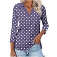 thumbnail image 2 of AnuYalue Polka Dots Tunic Blouses for Women Casual V Neck Tops 3/4 Length Sleeve Work Tee Shirts, 2 of 8