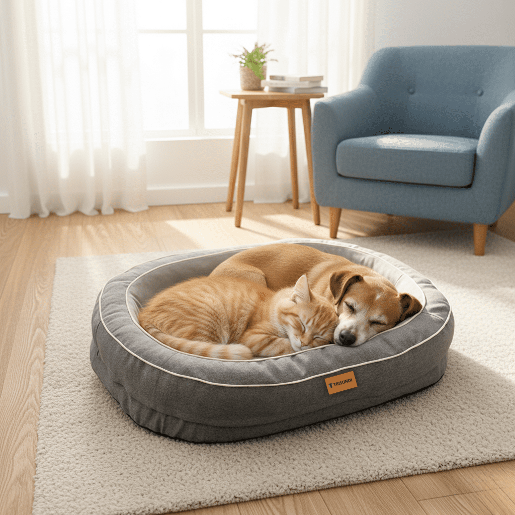 Oval Orthopedic Dog Bed with Removable Washable Cover – Calming Pet Bed with High-Density Honeycomb Sponge, Non-Slip Bottom, Durable Scratch-Resistant Fabric for Medium and Large Dogs