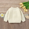thumbnail image 5 of WRKEKC Girls Sweater Crewneck Cute Bow Applique Sweater Long Sleeve Soft Pullover with Ribbed Feminine Style for 6M - 3Y Toddlers Fall Winter, 5 of 5