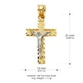 thumbnail image 3 of Ioka-14K Two Tone Gold Jesus Crucifix Cross Pendant with 1.4mm Flat Open Wheat Chain Chain Necklace - 16", 3 of 4