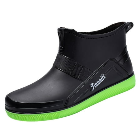 

Overshoes Rain Boots Men Mid Calf Rain Boots Waterproof Slip Black Adult Outdoor Work Rubber Boots