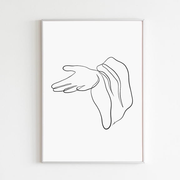 Jesus Reaching Hand Line Art Minimalist Christian Decor, Unframed Paper Poster 8x10in