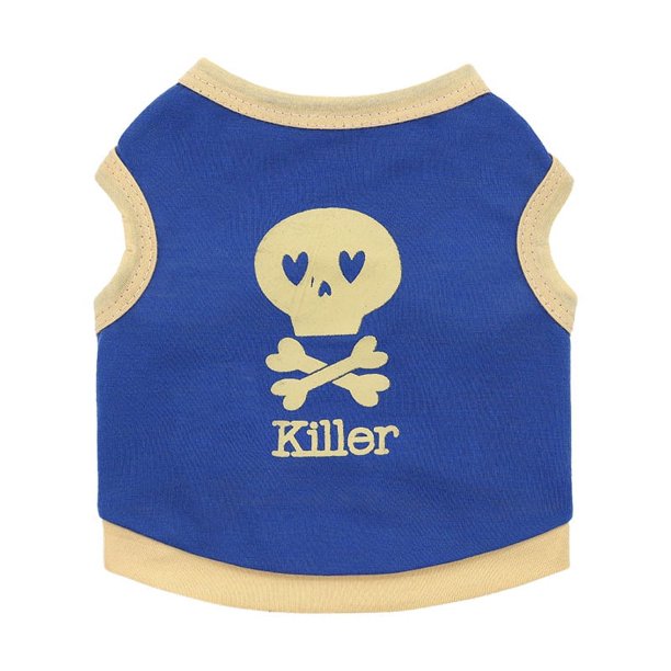 Ropa para perros y mascotas, chaleco multicolor con calavera asesina para Halloween, ropa de primavera y verano