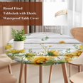 thumbnail image 3 of Sunflower Round Tablecloth 45-54 Inch Round Fitted Table Cloth with Elastic Edge, Summer Eucalyptus Botanical Floral Retro Waterproof Table Cover Protector for Outdoor Picnic Party Dining, 3 of 9