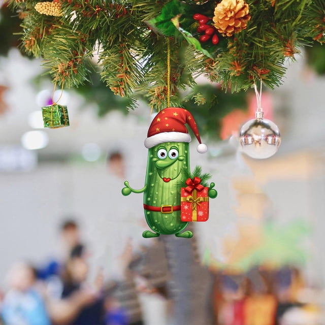 Multi Functional Acrylic Decorative Christmas Tree Pendant Cute Mini Cucumber Christmas Pendant