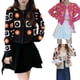 thumbnail image 5 of Txlixc Suéter floral de ganchillo femenino, cardigan de botón de manga larga, negro / beige / rosa Txlixc  moda, 5 of 5