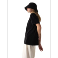 thumbnail image 1 of T-shirts à Manches Courtes Surdimensionnés pour Femmes, Col Rond, Coupe Ample, T-Shirt d'Entraînement, Hauts Décontractés d'Été, Coton, Noir, P, 1 of 8