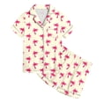 thumbnail image 4 of XDZJLR Ensemble d'Anniversaire Fille, Ensemble de Pyjamas 2 Pcs Imprimé Graphique Manches Courtes Chemise à Boutons Shorts Ensemble de Pyjama Mode Extérieur, 9-10 Ans, 4 of 5