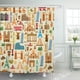 thumbnail image 1 of ABPHQTO Place Vector Color Travel Icon Set sobre fondo beige Ciudad Cortina de ducha 150x180 cm, 1 of 1