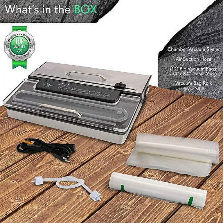 White Kitchen Pro Stainless Steel Food Vacuum Sealer System - Countertop Electric Air Seal Preserver with Air Vac Bags White Kitchen Pro Stainless Steel Food Vacuum Sealer System - Countertop Electric Air Seal Preserver with Air Vac Bags