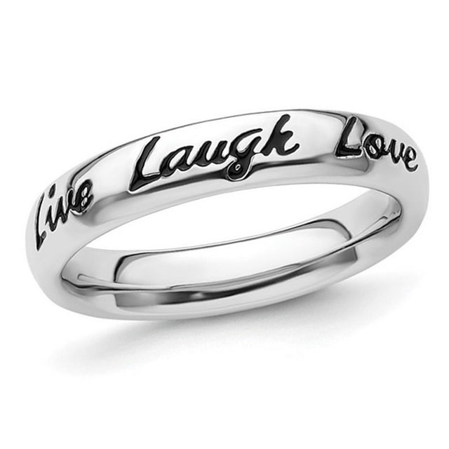 Sterling Silver Enameled Live Laugh Love Band Ring