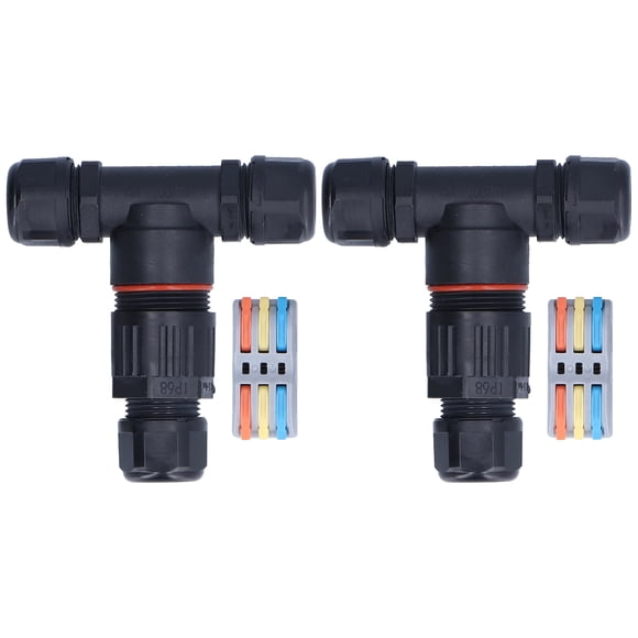 Conector en forma de T, 2 piezas Caja de conexiones de 3 vías Conector en forma de T para exteriores Rendimiento confiable NikouMX herramienta