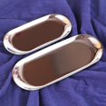 thumbnail image 2 of Metal Storage Tray Oval Stainless Steel Tray Snack Fruit Cosmetics Jewelry Storage Organizer Silver Large, 2 of 5