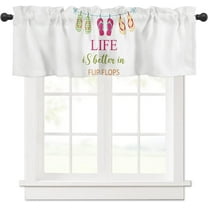 Curtain Valances for Windows, Life is Better in Flip Flops Colorful Slippers Rod Pocket Valance Window Treatments Short Curtains for Kitchen Bathroom Living Room 42 x 12 Inches, 1 Panel