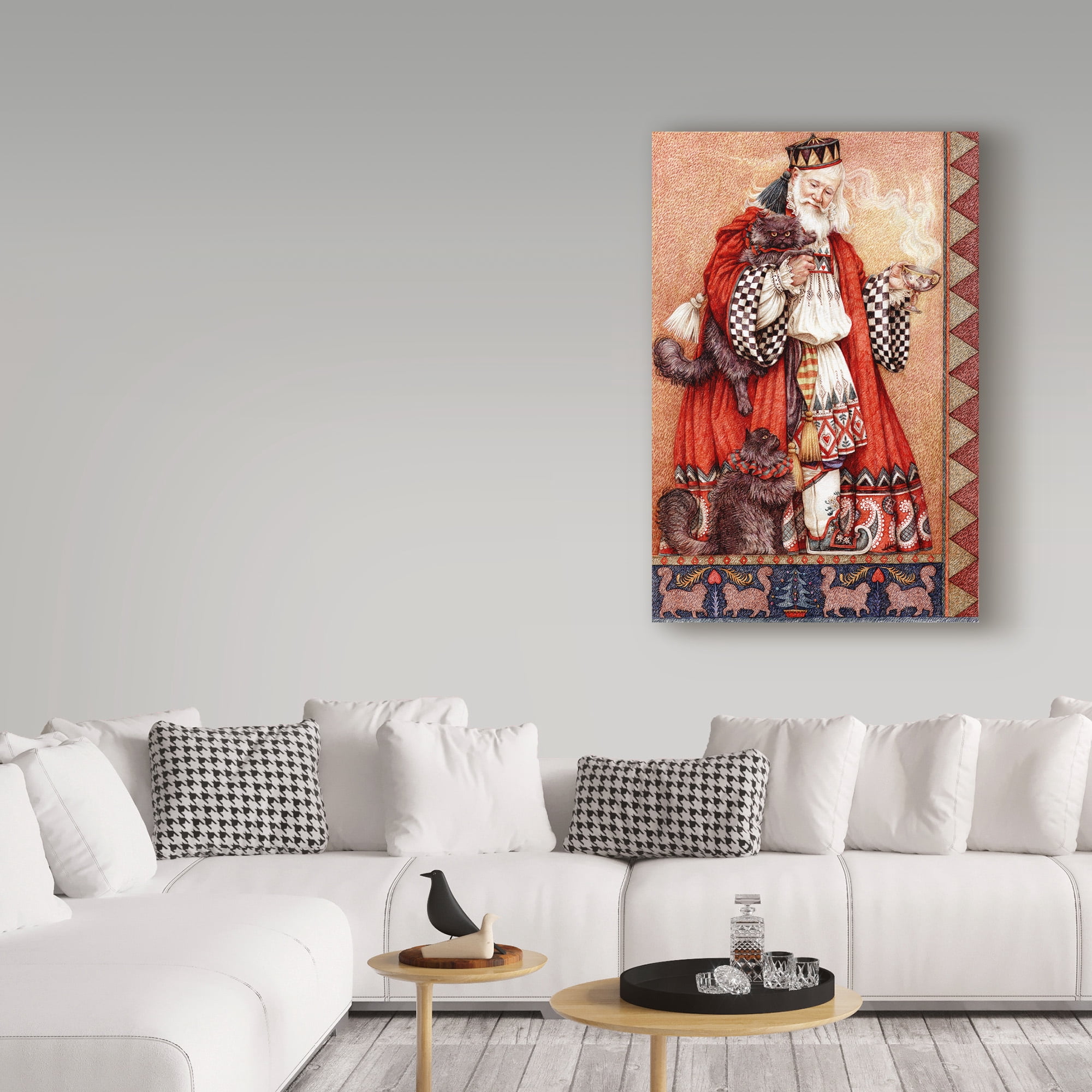 Trademark Fine Art 'Father Christmas and Cats' Canvas Art by Anne Yvonne Gilbert