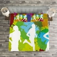 thumbnail image 3 of Ambesonne Fitness Quilted Bedspread Set 3 Pcs, Runners in Watercolors, Queen Size, Multicolor, 3 of 3
