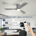 thumbnail image 6 of Sofucor 52 Inch Low Profile Ceiling Fans with Light, Modern Flush Mount Solid Wood Ceiling Fan with Airflow 5000CFM, Quiet DC Motor, 6 Speeds, Timer & Reversible for Bedroom Living Room, ETL, Gray, 6 of 19