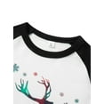 thumbnail image 5 of Christmas Family Pajamas Matching Set, Long Sleeve Deer Letters Print T-shirt with Plaid Pants Sleepwear Loungewear, 5 of 10