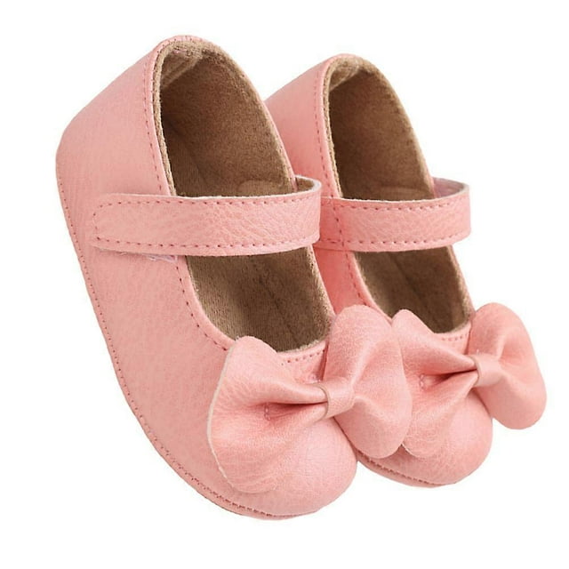 Soft-Soled Baby Shoes 1Pair Pink PU with Adjustable Ankle Strap for Baby Walking