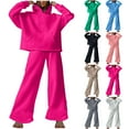 thumbnail image 1 of Sentmoon Pyjamas Femme Hauts Décontractés pour Femmes et Pantalons pour Femmes Décontractés Grande Taille Col Ras du Cou Tenue de Détente pour Femmes Chandails de Nuit à Manches Longues pour Femmes Automne pour Voyage, 1 of 4