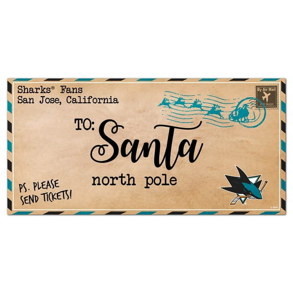 San Jose Sharks 6'' x 12'' Letter to Santa Sign