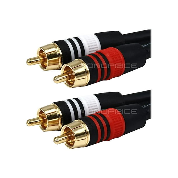 Monoprice Premium - Câble Audio - RCA x 2 Mâle vers RCA x 2 Mâle - 6 ft - coaxial - Noir -