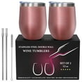 thumbnail image 2 of Stainless Steel Insulated Wine Tumbler - Rose Gold by Chillout Life for Unisex - 2 x 12 oz Tumbler, 2 of 6