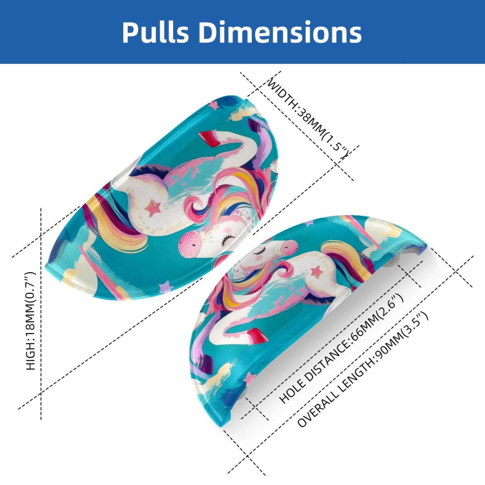 PhooArto 6 Pcs Cup Drawer Pulls, Unicorns Rainbow Sky Shell Shape Handles Cabinet Knobs for Dresser Cupboard Closet Wardrobe with Screws