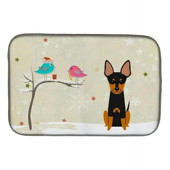 Christmas Presents between Friends English Toy Terrier Dish Drying Mat