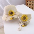 thumbnail image 2 of Sombrero de sol de verano para niños, sombrero de paja con girasol para niñas, sombrero de playa para padres e hijos, bolso y traje, 2 of 6