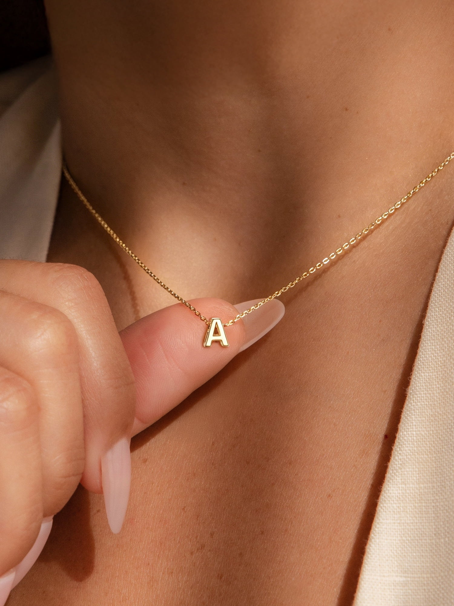 ChicSilver Solid Sterling Silver Initial Necklaces 14K Gold Plated Dainty A-Z Pendant Letter Charm Personalized Name Necklaces Jewelry Christmas Birthday Valentine's Day Gifts for Her