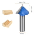 thumbnail image 2 of 2pcs Router Bit 1/2" Shank 1-1/4" Dia 90 Degree V Type End Mill Carbide Edge Trimmer, Blue, 2 of 5
