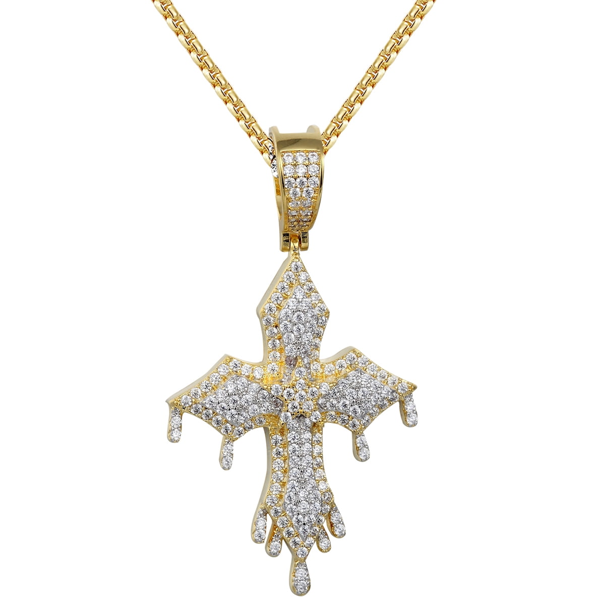 Master Of Bling - Designer Icy Religious Dripping Cross Melting Gold ...