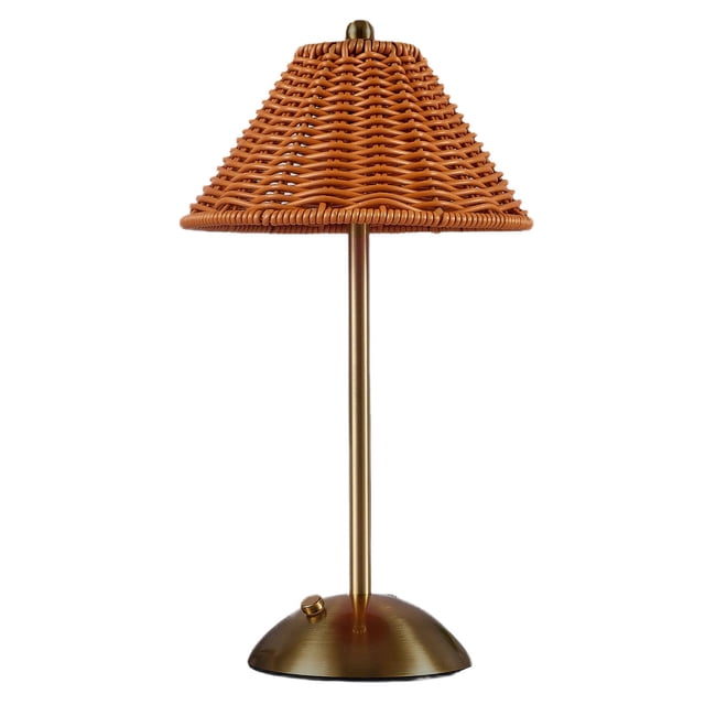 Boho Rattan Table Lamp Cordless Wicker Lamp Rechargeable Bambo O Desk Lamp 3 Color Dimmable Tou Ch Control Night Light for Bedroom Living Room Outdoor De Cor