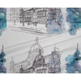 thumbnail image 4 of oneOone Tissu Polyester Lycra Bleu Sarcelle Monuments Matériel de Robe de Voyage Tissu Imprimé Tissu au Mètre 56 Pouces de Large, 4 of 4