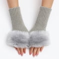 thumbnail image 2 of Hontri Gloves for Women Cold Weather Short Plush Gloves Autumn And Winter Women's Cute Wrist Knitted Wool Warm Fingerless Gloves Gloves for Women Grey, 2 of 4