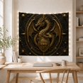 thumbnail image 5 of Golden Dragon with Shield in Celestial Star Chart, Mystical Gothic Fantasy for Dragon Lovers, Medieval Wall Art, Housewarming Gift, Tapestry Wall Hanging for Bedroom and Dorm, 5 of 7