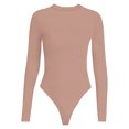 thumbnail image 5 of kamemir Women's Crew Neck Long Sleeve Bodysuit T Shirts Basic Tops(Brown,S), 5 of 5