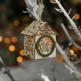 thumbnail image 4 of DefiDgd Christmas Glowing Hut Ornaments with Lanyard,Wooden House Ornaments Building Holiday Table Centerpiece Window Ornament for Indoor Outdoor Tree Party Decoration(G), 4 of 6