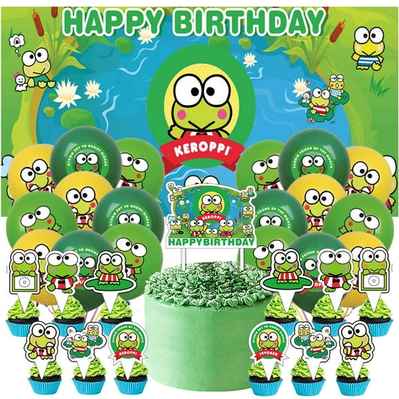 Frog Keroppi Party Supplies Latex Balloons Decor Banner Backdrop Kit Birthday Decorations