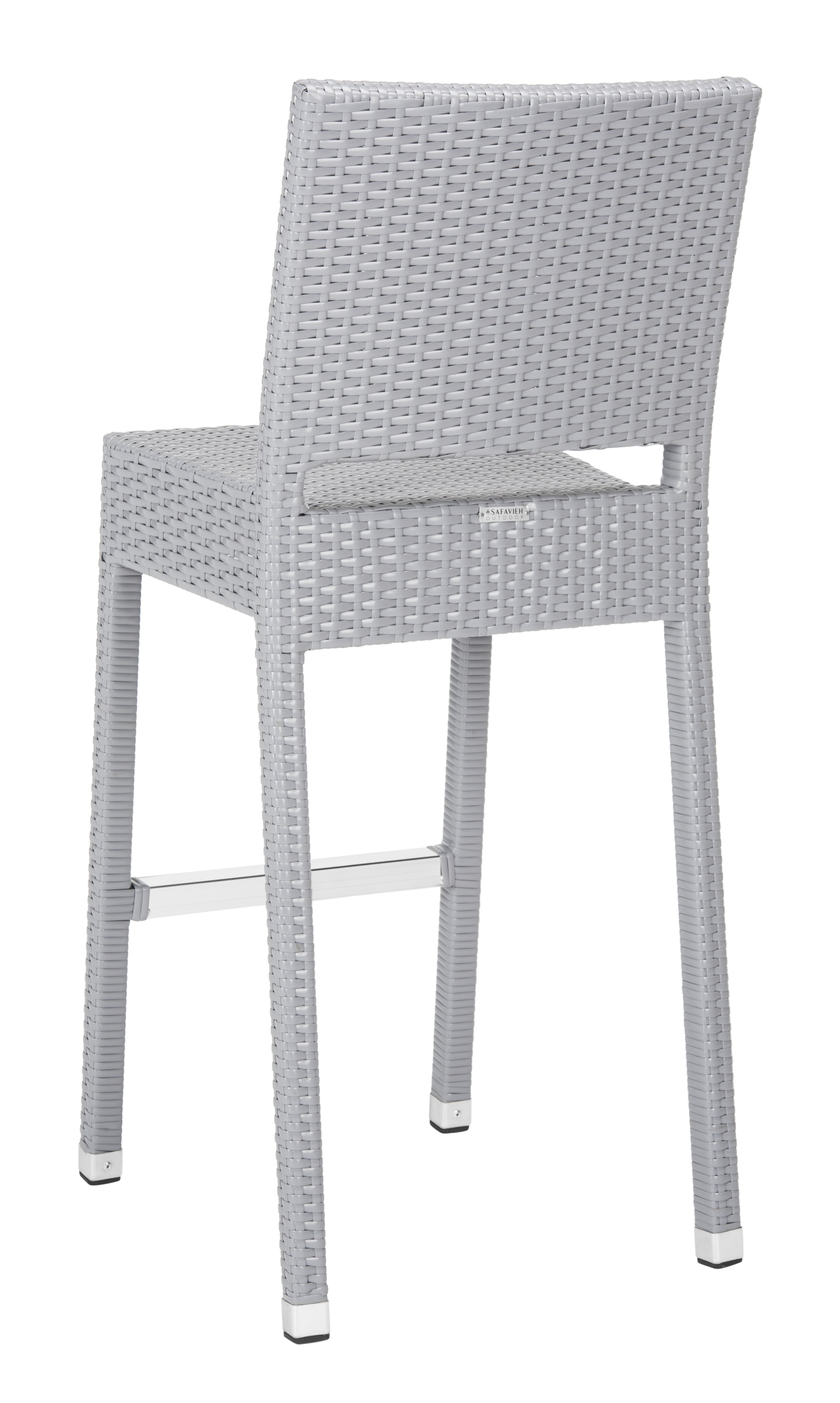 SAFAVIEH Bethel Contemporary Outdoor Patio Rattan Bar Stool, Grey