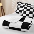 thumbnail image 4 of Erosebridal Classic Checkered Twin Quilt Set for Girls, Abstract Grid Print Twin Coverlet Set, Black White, 2pcs, 4 of 7