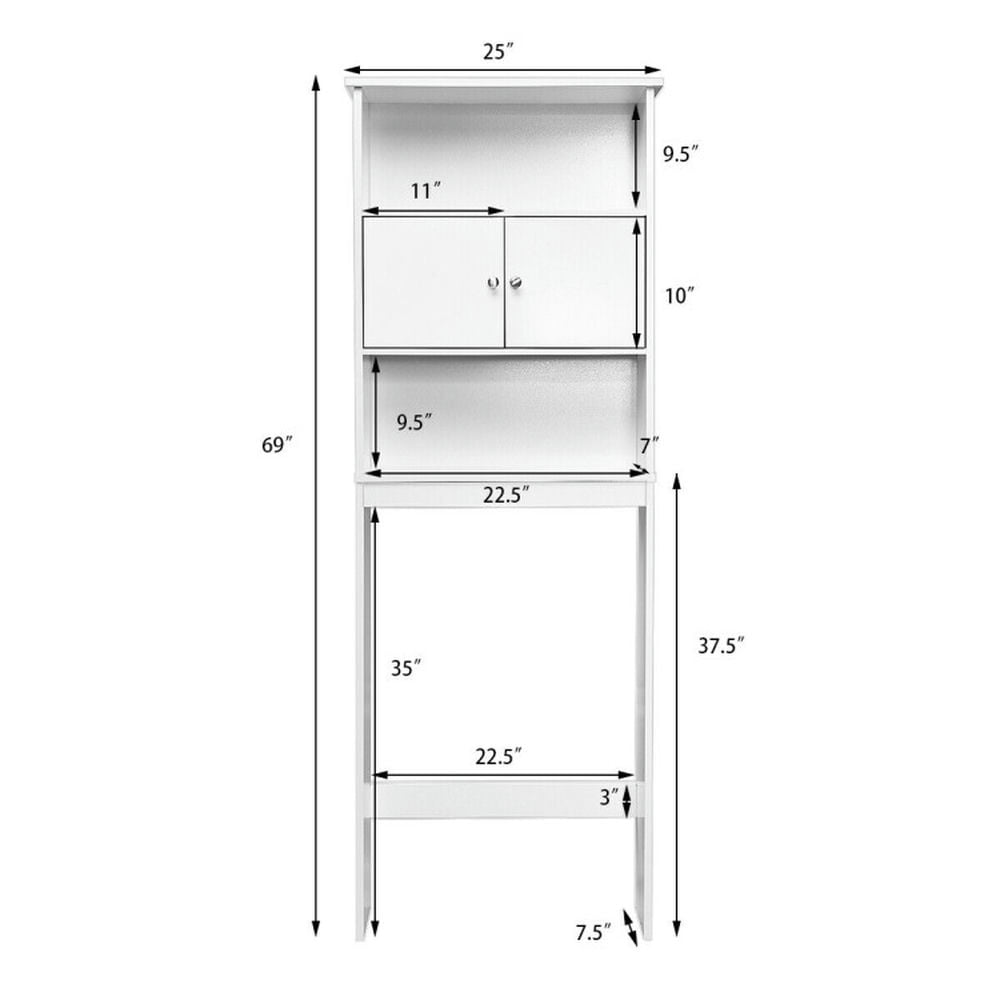 Finihen Toilet Storage Cabinet, Bathroom Cabinet Organizer, Bathroom Wood Organizer Shelf Storage Rack with Cabinet, for Bathroom, White