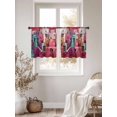 thumbnail image 4 of Abstract Red Sheer Curtains 45 Inches Length 2 Panels Set, Window Sheer Curtains for Living Room/Bedroom, Painting Buildings Geometric Color Block Light Filtering Rod Pocket Curtain 52''x45''x2, 4 of 8