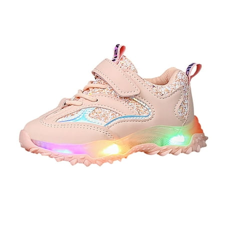 

NIUREDLTD Spring Autumn Non Slip Soft Sole Baby Toddler LED Flashing Lights Shoes Boys Girls Kids Sports Shoes Size 27