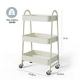 thumbnail image 6 of SUMELL 3-Tier Rolling Utility Cart, Lockable Casters Metal Shelf, Narrow Space Organizer for Home Kitchen Bathroom, White, 6 of 8